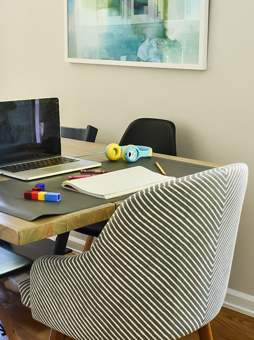 Dining table remote learning setup