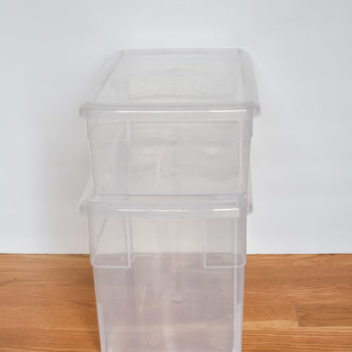 empty clear storage boxes from the container store