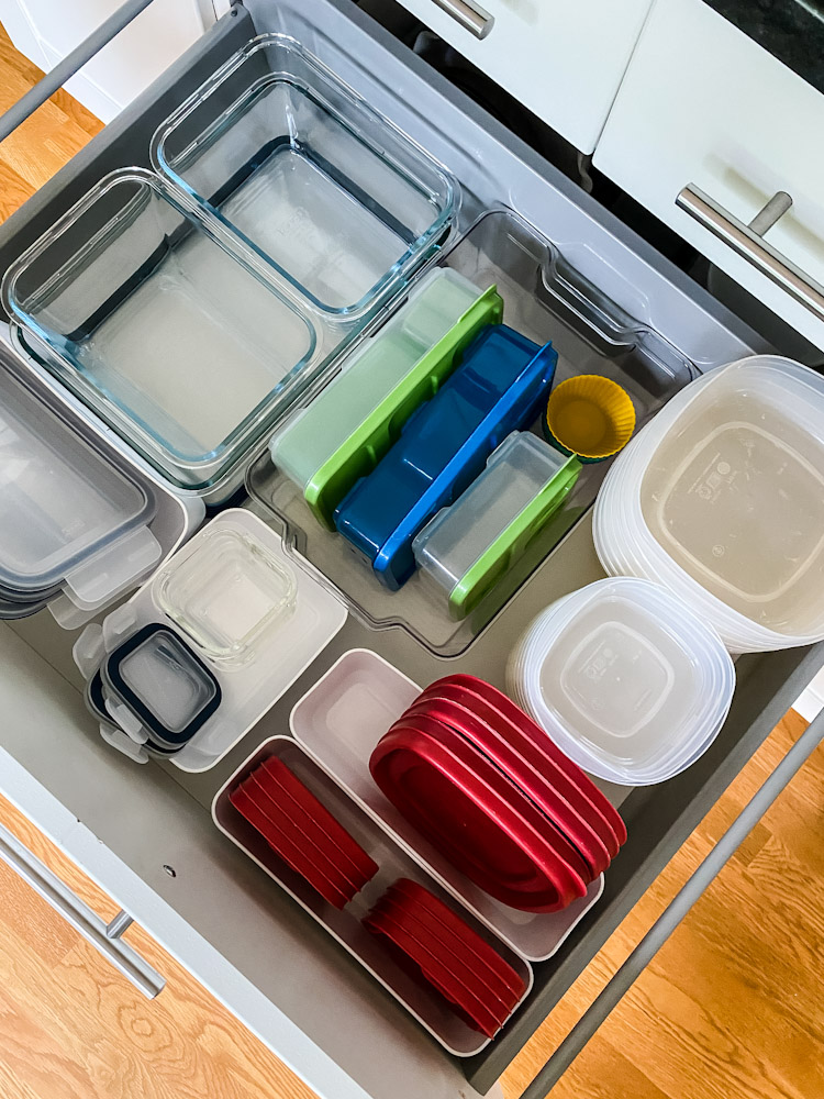 organized food storage container deep drawer