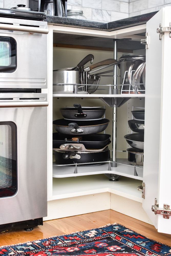 Pull Out Cabinet Rack Cookware Organizer Pots Pans Lids Holder Kitchen  Storage