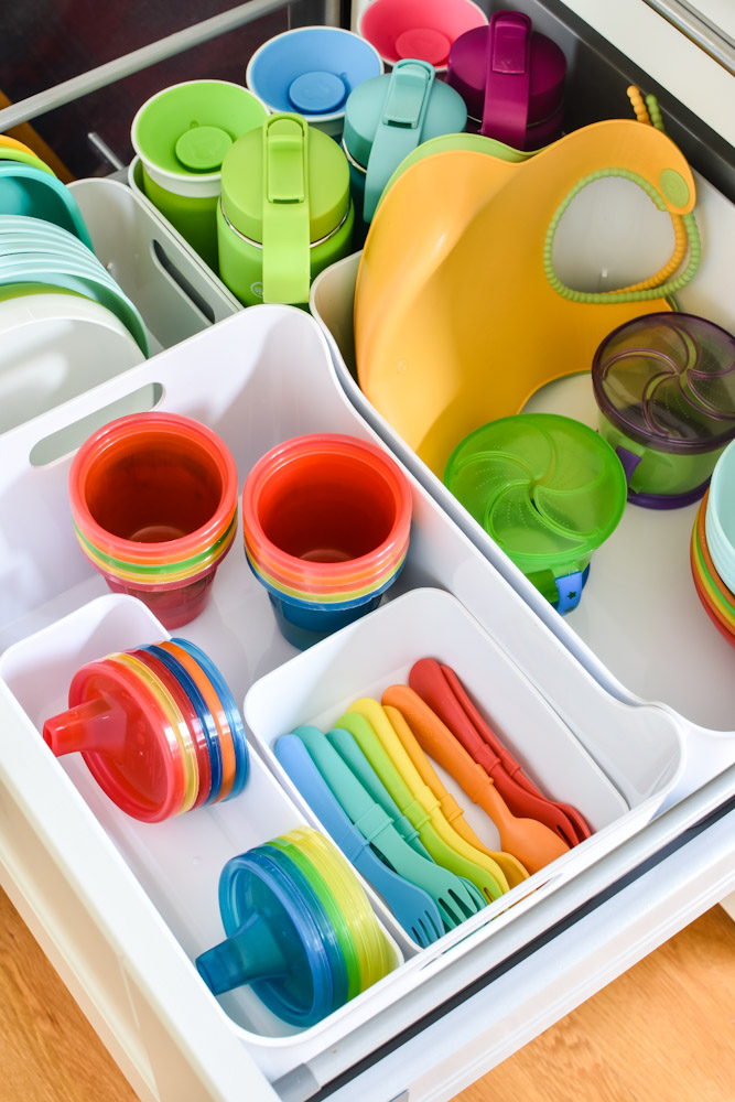 Kitchen Drawer Organizer for Plastic Containers and Lids