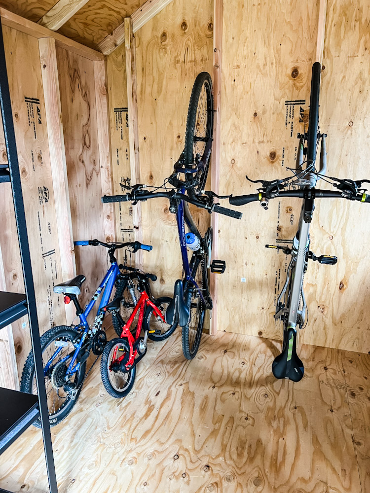 Bike storage in a shed
