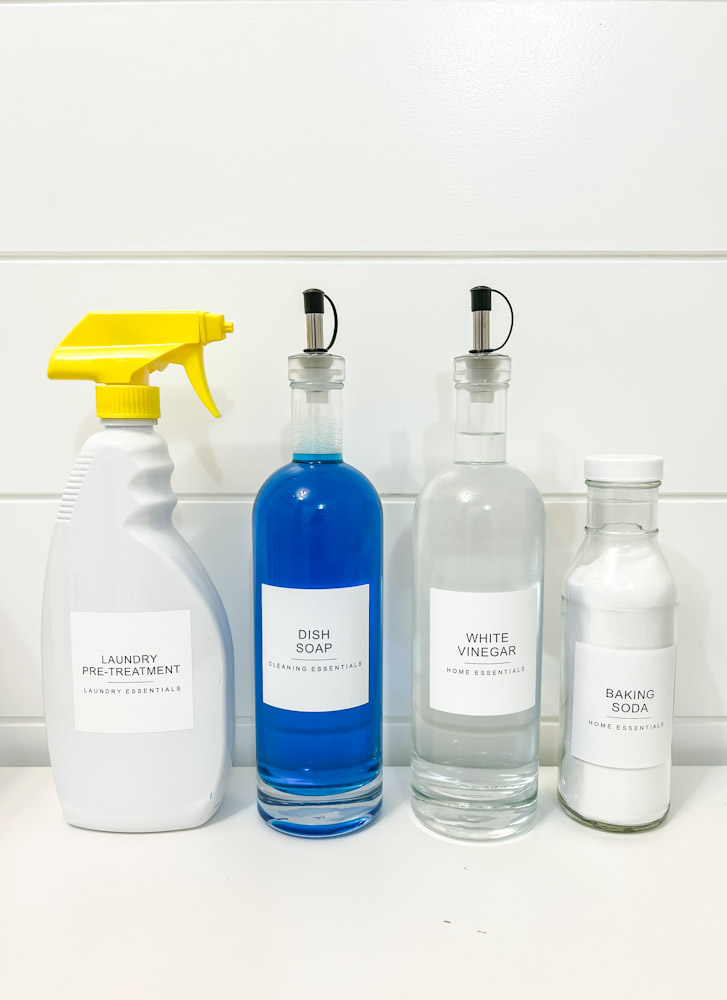 Cleaning supplies decanted