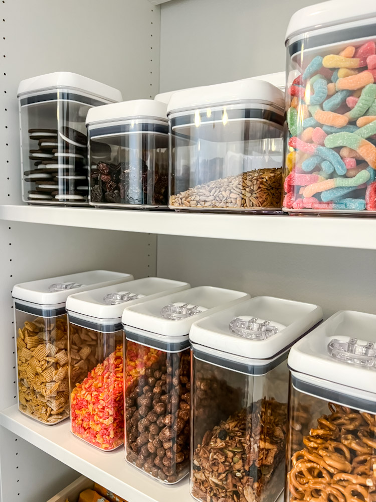 Clear containers in a pantry