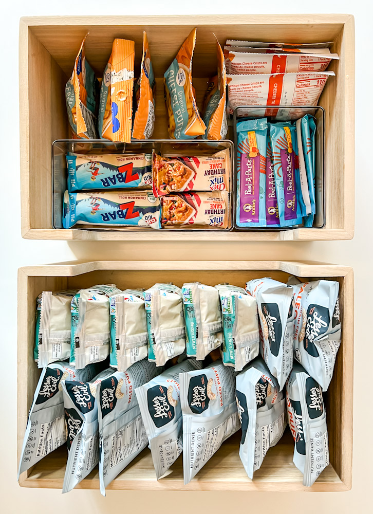 Organized snack bins