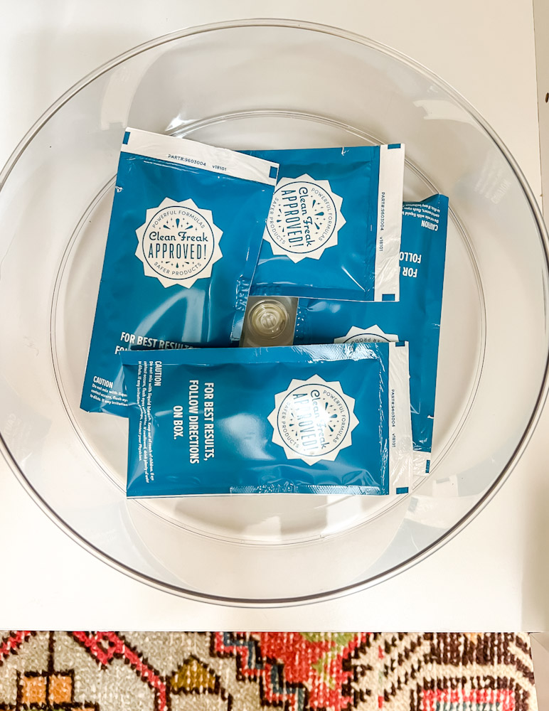 dishwasher cleaning packets in turntable