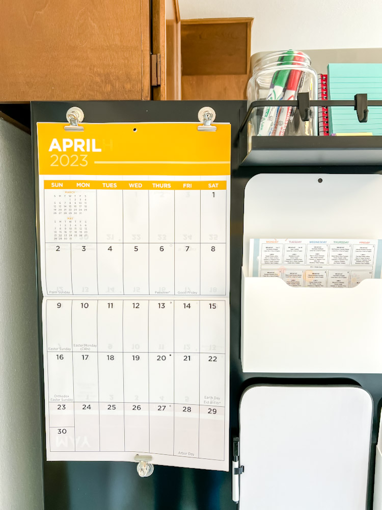 fridge command center with calendar