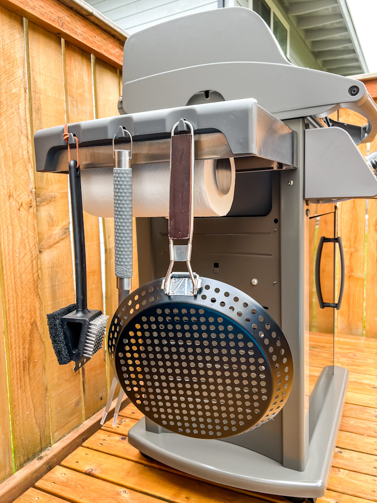 Hanging grill brushes and accessories