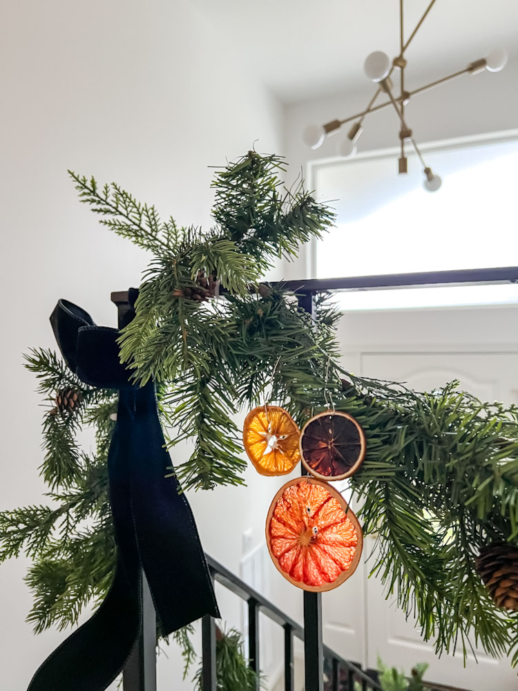 Dried citrus slices on garland