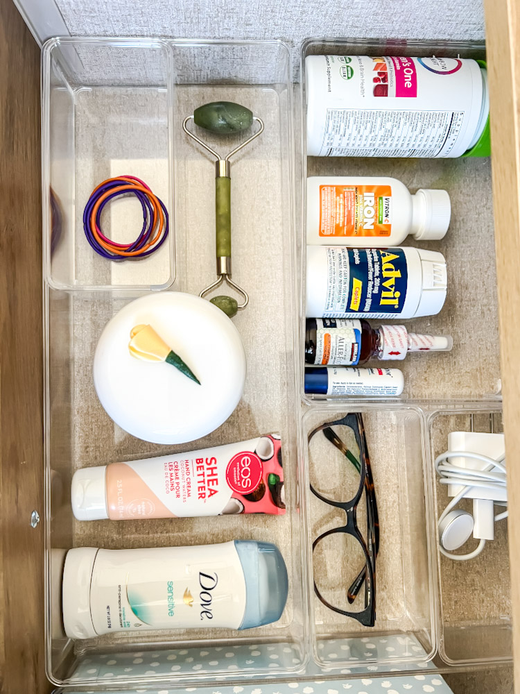 organized nightstand drawer